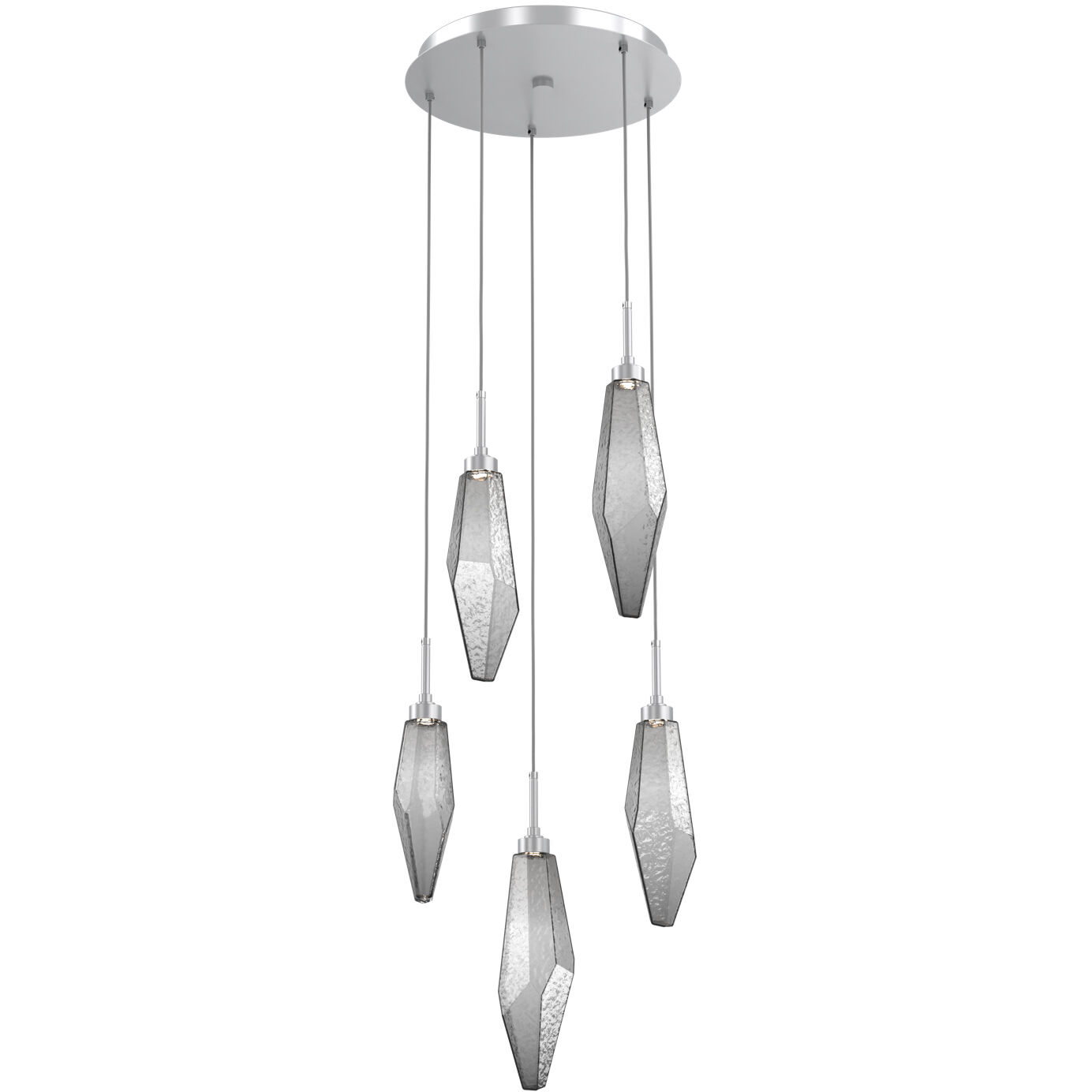Rock Crystal LED 18.4 inch Classic Silver Chandelier Ceiling Light in 3000K LED, Chilled Smoke, Round Multi-Port