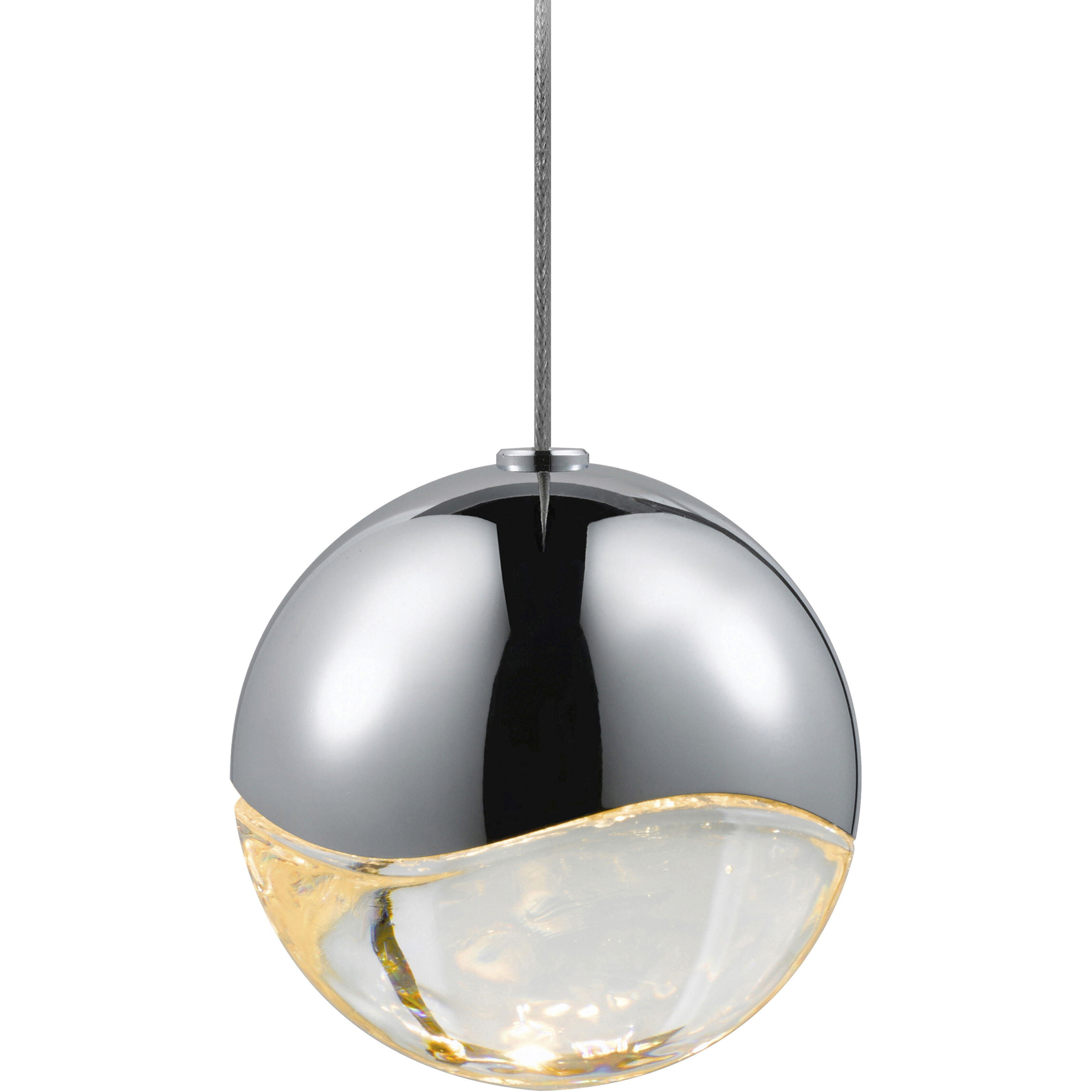 Grapes LED 3 inch Polished Chrome Pendant Ceiling Light in Clear Glass Lens