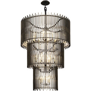 Park Row 18 Light 32 inch Matte Black and French Gold Chandelier Ceiling Light