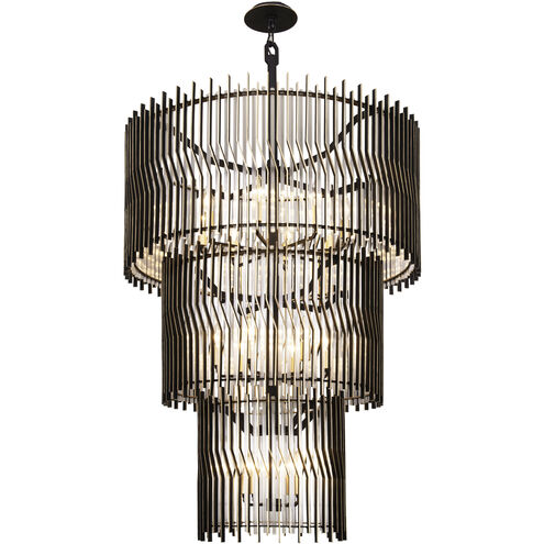 Park Row 18 Light 32 inch Matte Black and French Gold Chandelier Ceiling Light