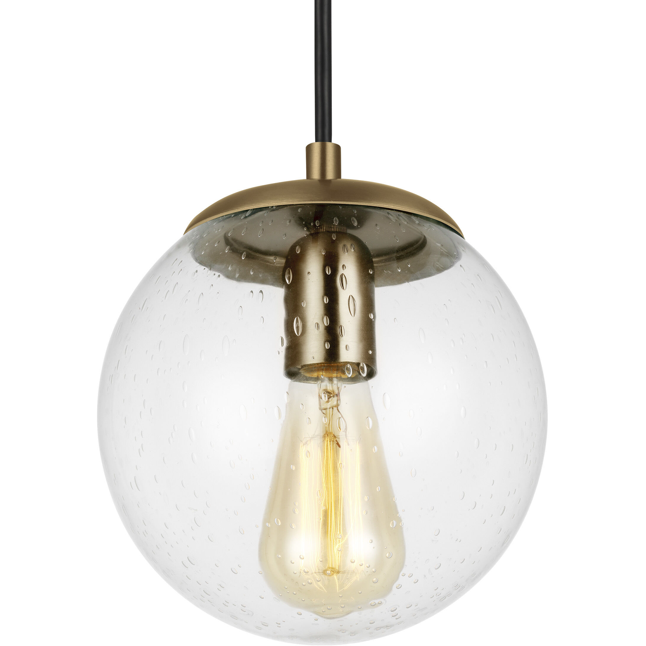 Leo - Hanging Globe 1 Light 8 inch Satin Brass Pendant Ceiling Light