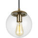 Leo - Hanging Globe 1 Light 8 inch Satin Brass Pendant Ceiling Light