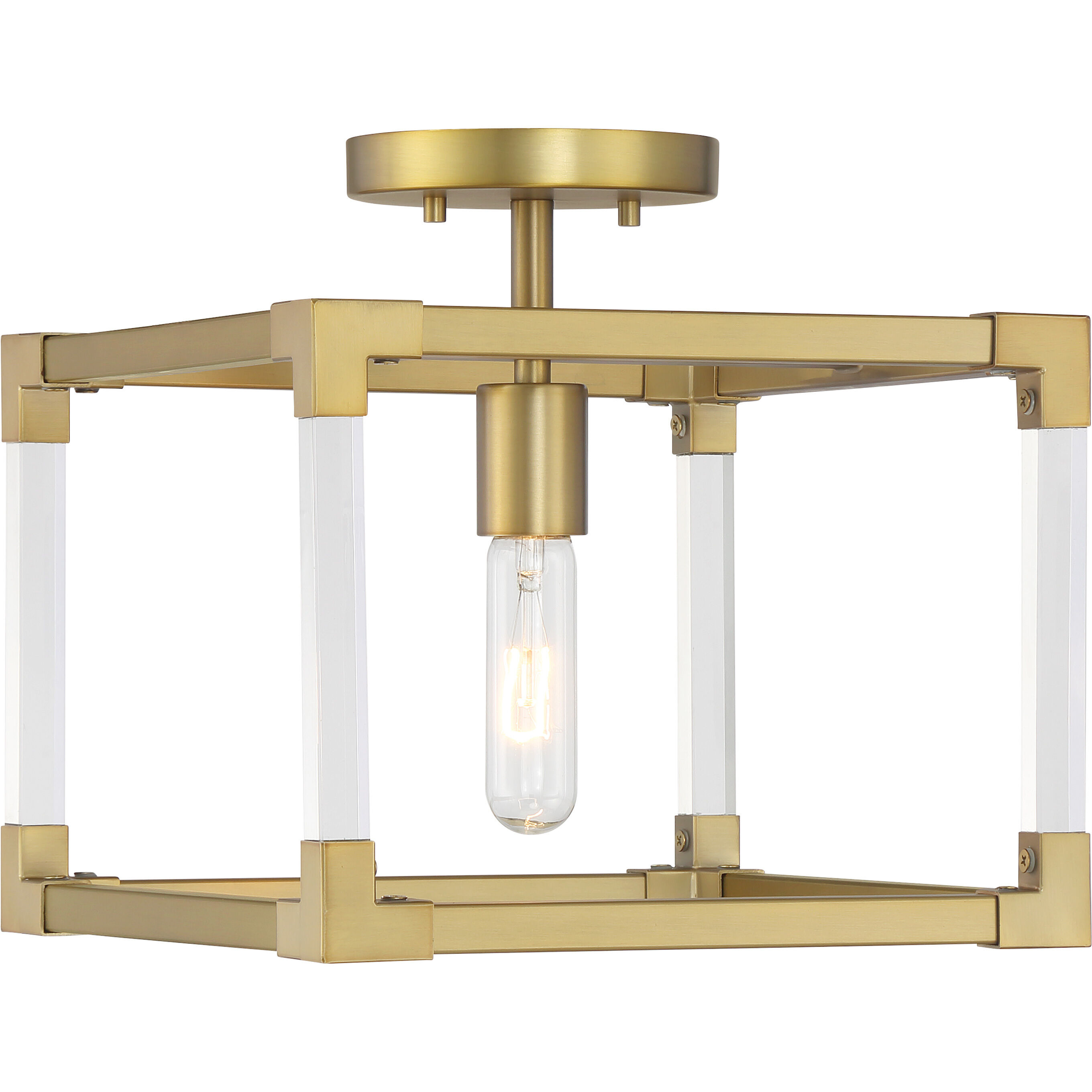 Vantage Oro District 1 Light 11 inch Soft Brass Semi Flush Ceiling Light