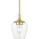Willow 1 Light 6 inch Satin Brass Single Pendant Ceiling Light, Single