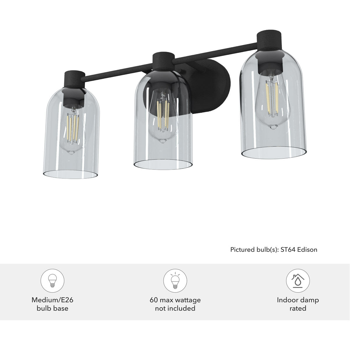 Lochemeade 3 Light 23 inch Natural Iron Vanity Light Wall Light