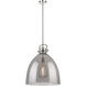 Newton Bell 1 Light 18 inch Polished Nickel Pendant Ceiling Light in Light Smoke Glass