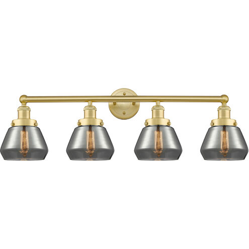Fulton 4 Light 33.5 inch Satin Gold Bath Vanity Light Wall Light in Plated Smoke Glass