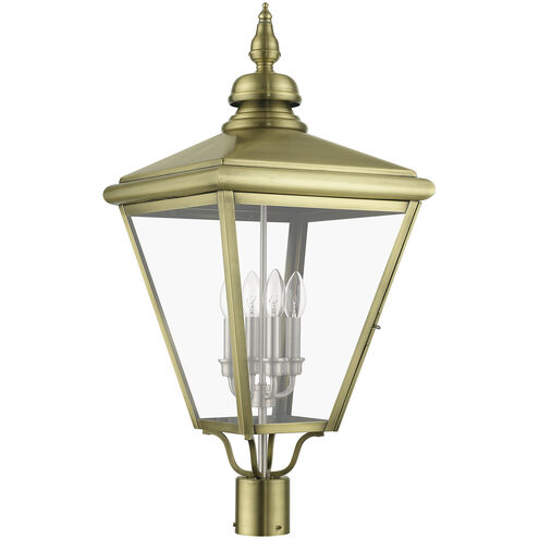 Adams 4 Light 31.5 inch Antique Brass with Brushed Nickel Finish Cluster Outdoor Extra Large Post Top Lantern