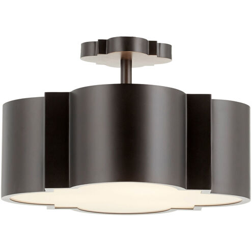 Wyatt 3 Light 16 inch Noir Flush Mount Ceiling Light, Semi-Flush Convertible