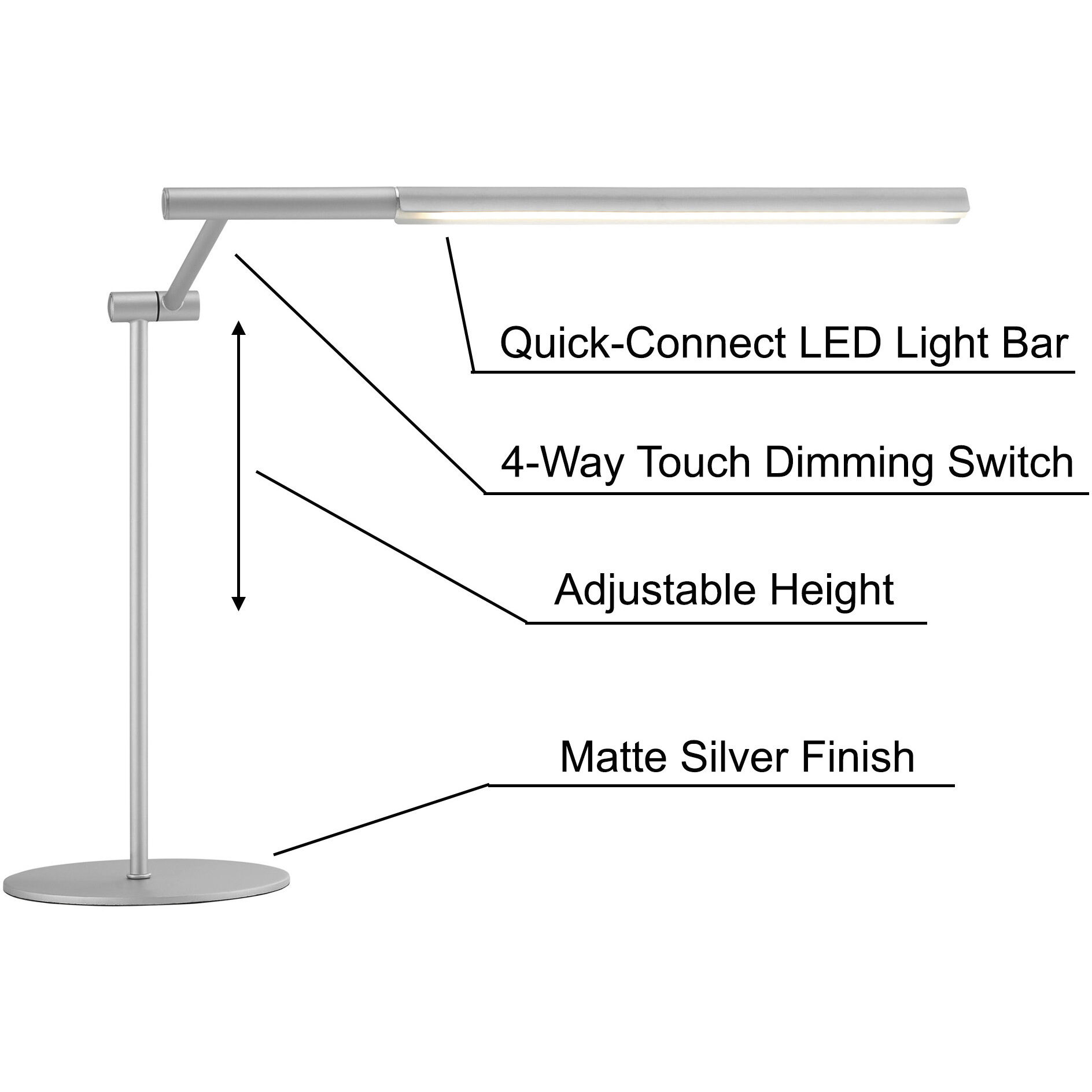 Tilla 23.25 inch 10.00 watt Silver Table Lamp Portable Light
