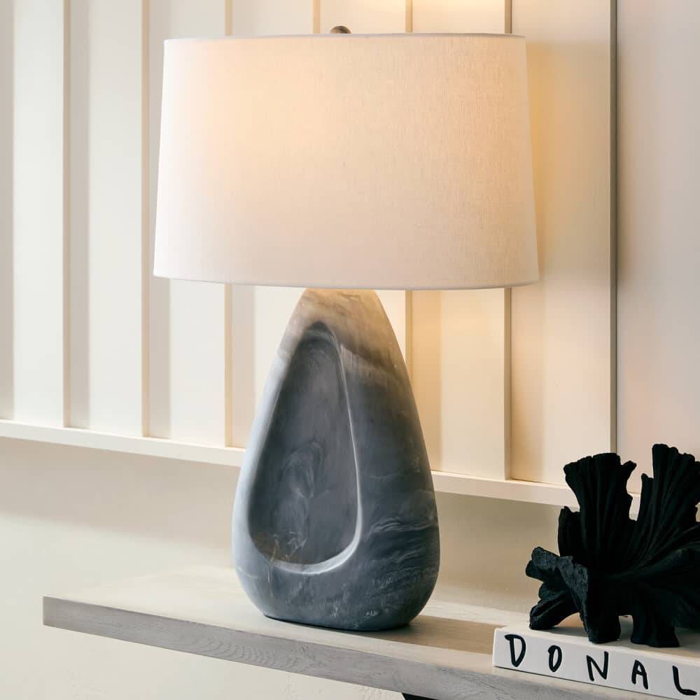 Nathan 28 inch 150 watt Glacier Swirl and Antique Brass Table Lamp Portable Light