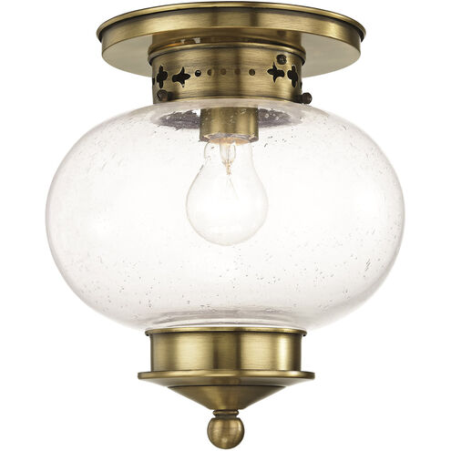 Harbor 1 Light 10 inch Antique Brass Semi-Flush Mount Ceiling Light