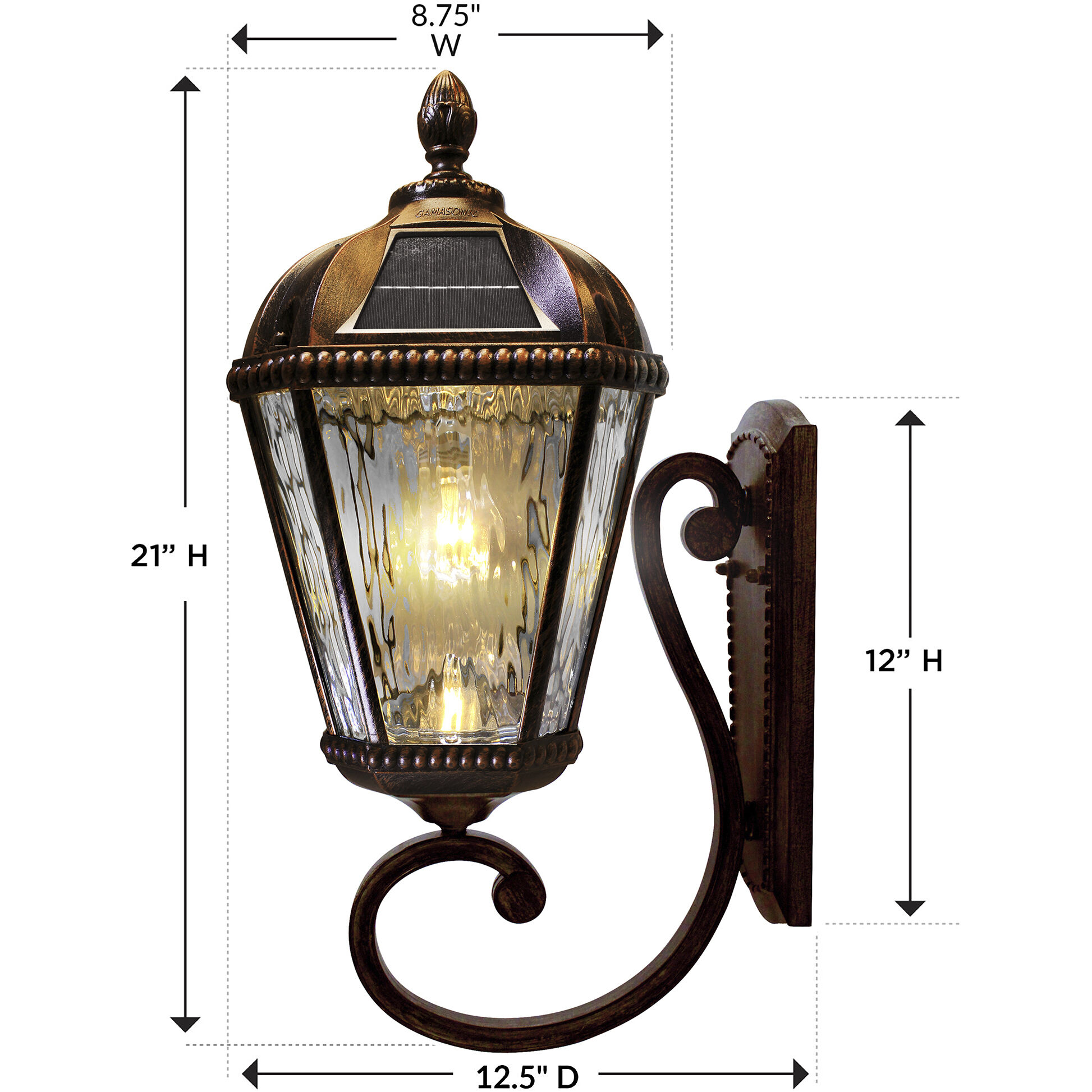 Royal LED 21 inch Brushed Bronze Outdoor Wall Sconce, Solar