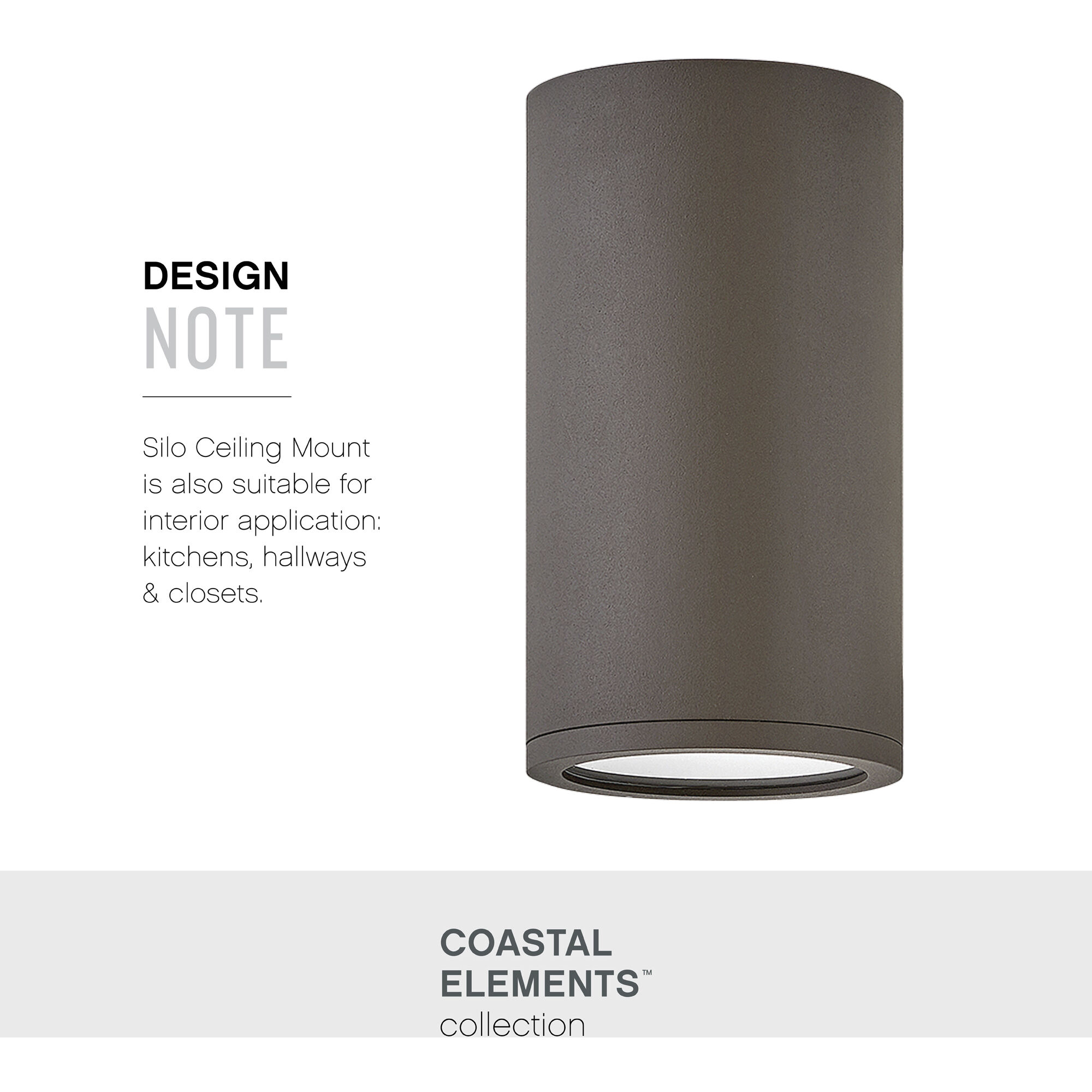 Coastal Elements Silo LED 8 inch Architectural Bronze Outdoor Wall Mount Lantern, Down Light