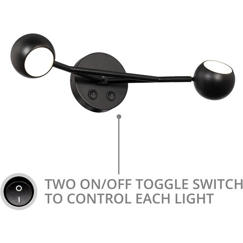 Duplex Reading Light Wall Light in Black, dweLED