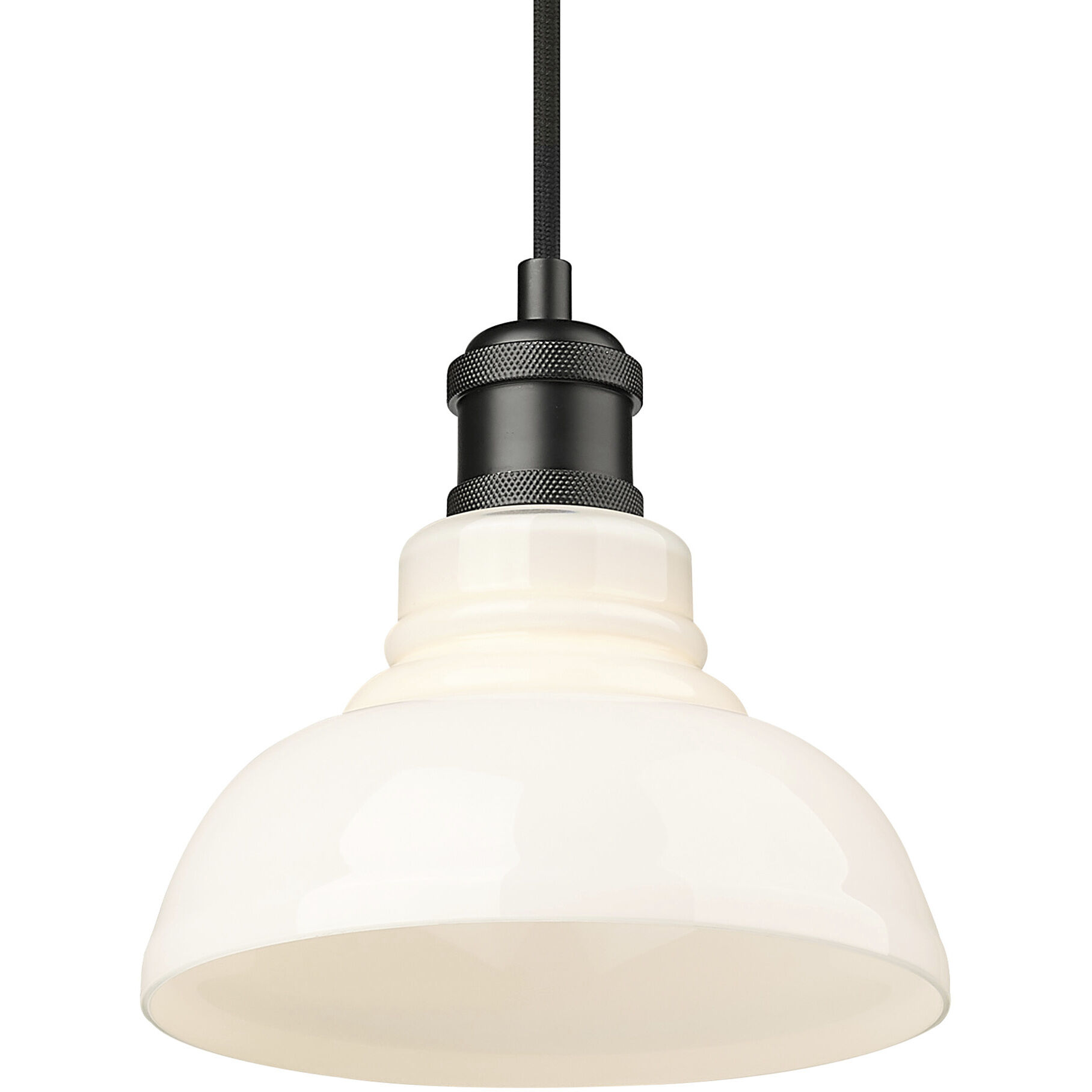 Yep Carver Pendant Ceiling Light in Matte Black, Vintage Milk Glass