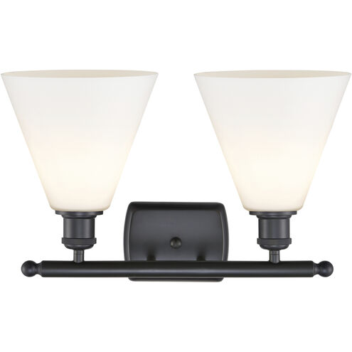 Ballston Ballston Cone LED 18 inch Matte Black Bath Vanity Light Wall Light in Matte White Glass