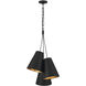 Alston 3 Light 20 inch Matte Black and Antique Gold Pendant Ceiling Light