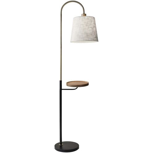 Jeffrey 65 inch 150.00 watt Black and Antique Brass Shelf Floor Lamp Portable Light, with USB Port