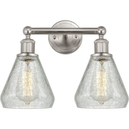 Edison Conesus 2 Light 15 inch Brushed Satin Nickel Bath Vanity Light Wall Light