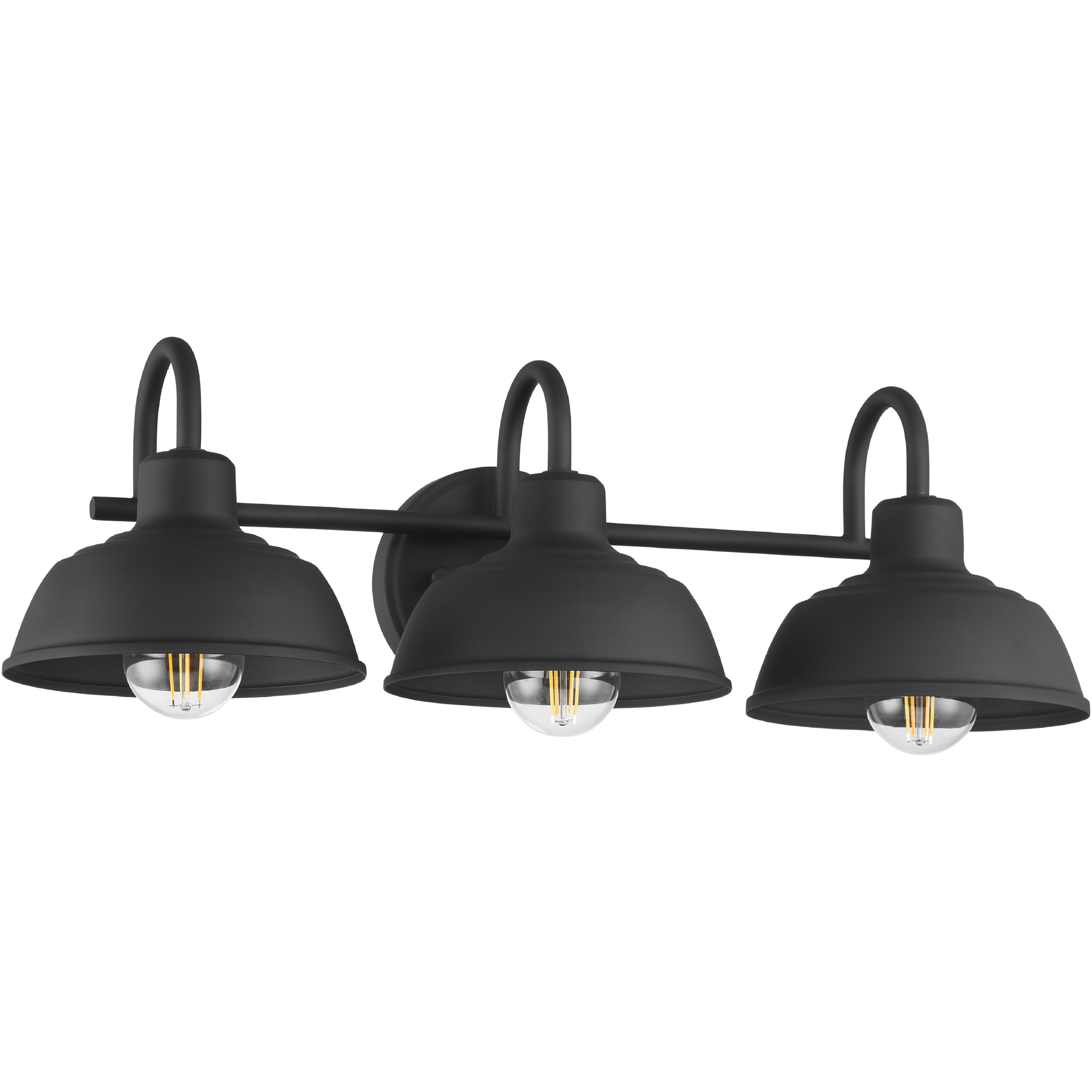 Mill Valley 3 Light 22.75 inch Matte Black Bath Vanity Wall Light, Medium