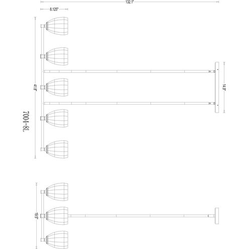 Oren Linear Chandelier Ceiling Light in Modern Gold