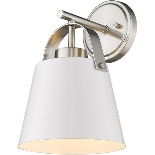 Z-Studio 1 Light 8 inch Matte White/Brushed Nickel Wall Sconce Wall Light in Matte White and Brushed Nickel