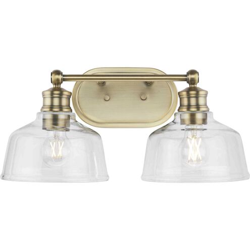 Singleton 2 Light 17 inch Vintage Brass Bath Vanity Wall Light