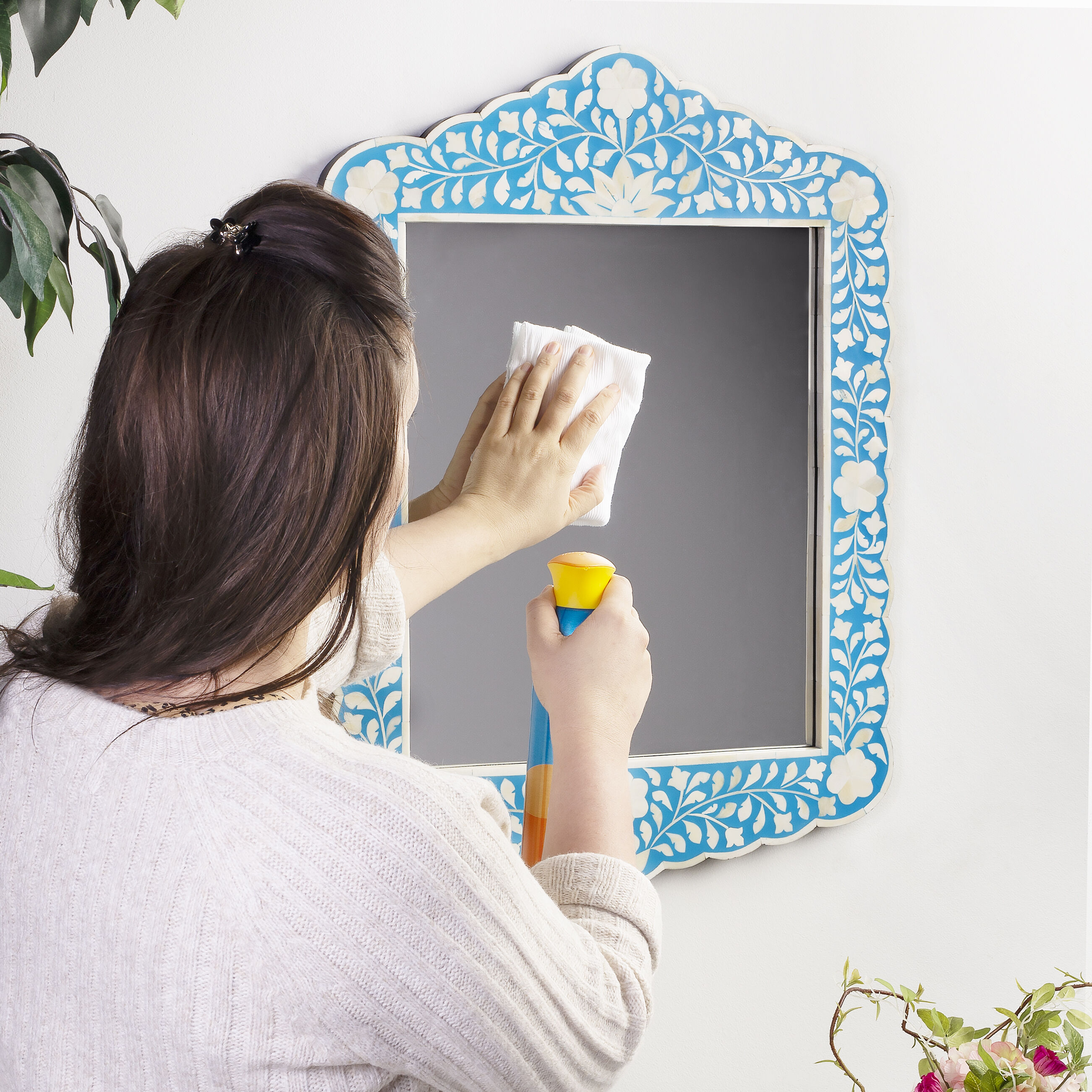 Bone Inlay Vivienne  28 X 20 inch Blue Bone Inlay Mirror