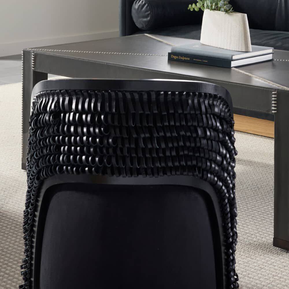 Gretel Black Suede and Black Leather with Ebony Chair