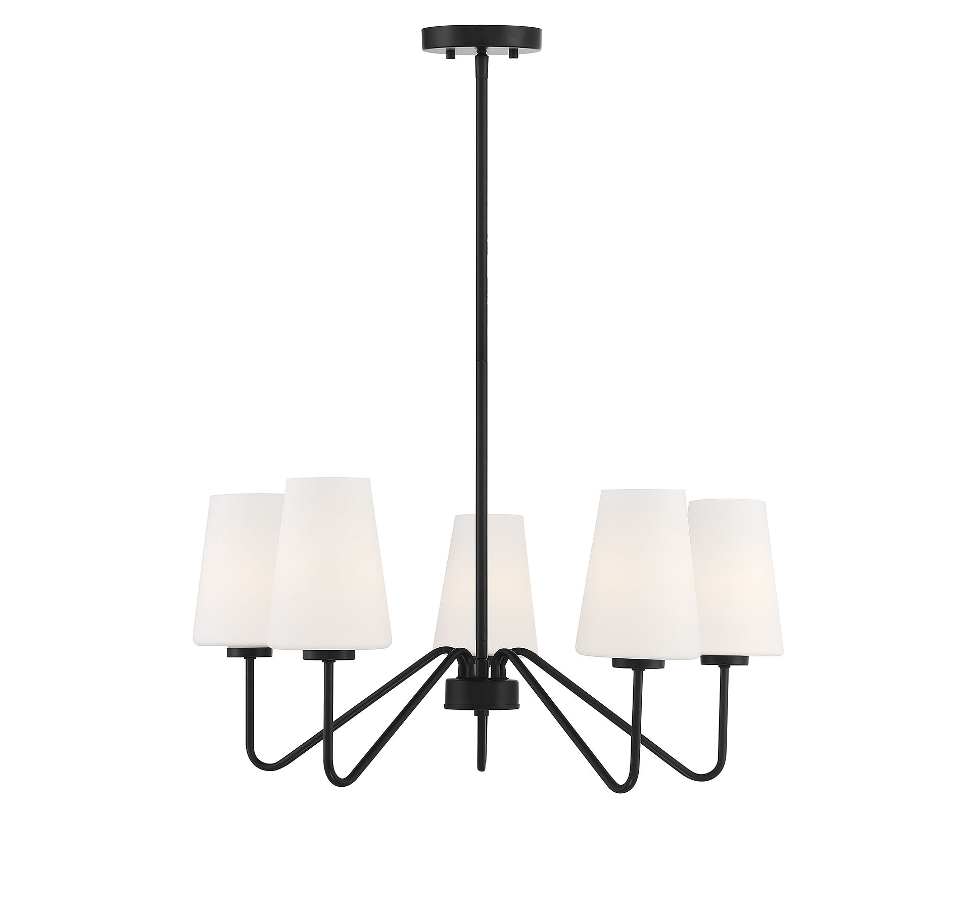 Mid-Century 5 Light 25.75 inch Matte Black Chandelier Ceiling Light