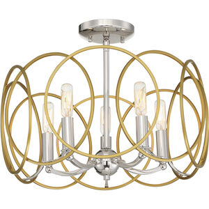 Chassell 5 Light 18 inch Painted Honey Gold/Polish Pendant Ceiling Light, Convertible