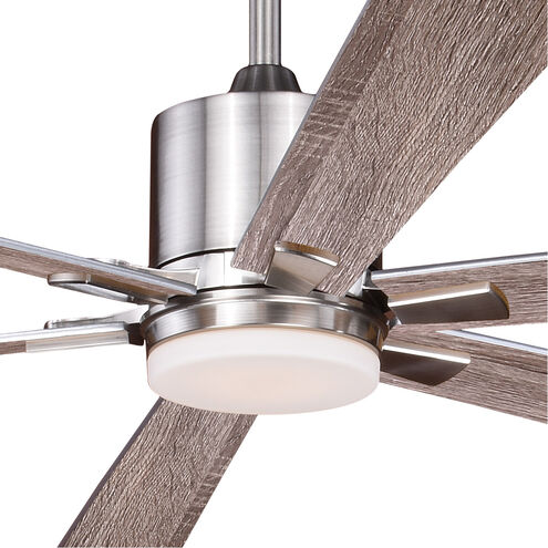 Wheelock 72 inch Satin Nickel with Black-Driftwood Blades Indoor/Outdoor Ceiling Fan
