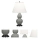 Small Double Gourd 22.75 inch 150 watt Matte Smokey Taupe Glazed Ceramic with Bronze Accent Lamp Portable Light in Matte Smoky Taupe, Pearl Dupioni