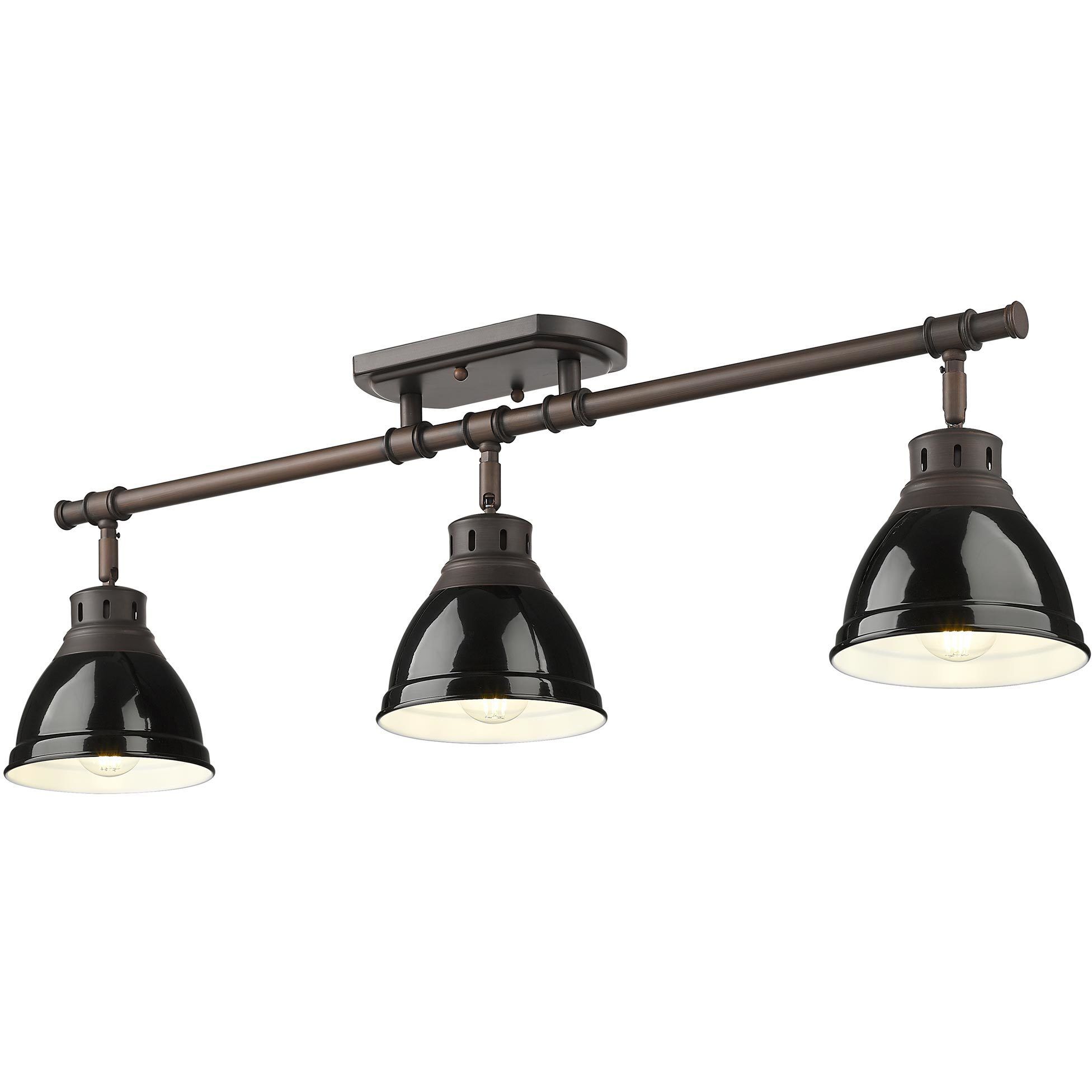 Yep Duncan 3 Light 35.38 inch Rubbed Bronze Semi-Flush Mount Ceiling Light in Black