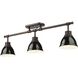 Yep Duncan 3 Light 35.38 inch Rubbed Bronze Semi-Flush Mount Ceiling Light in Black