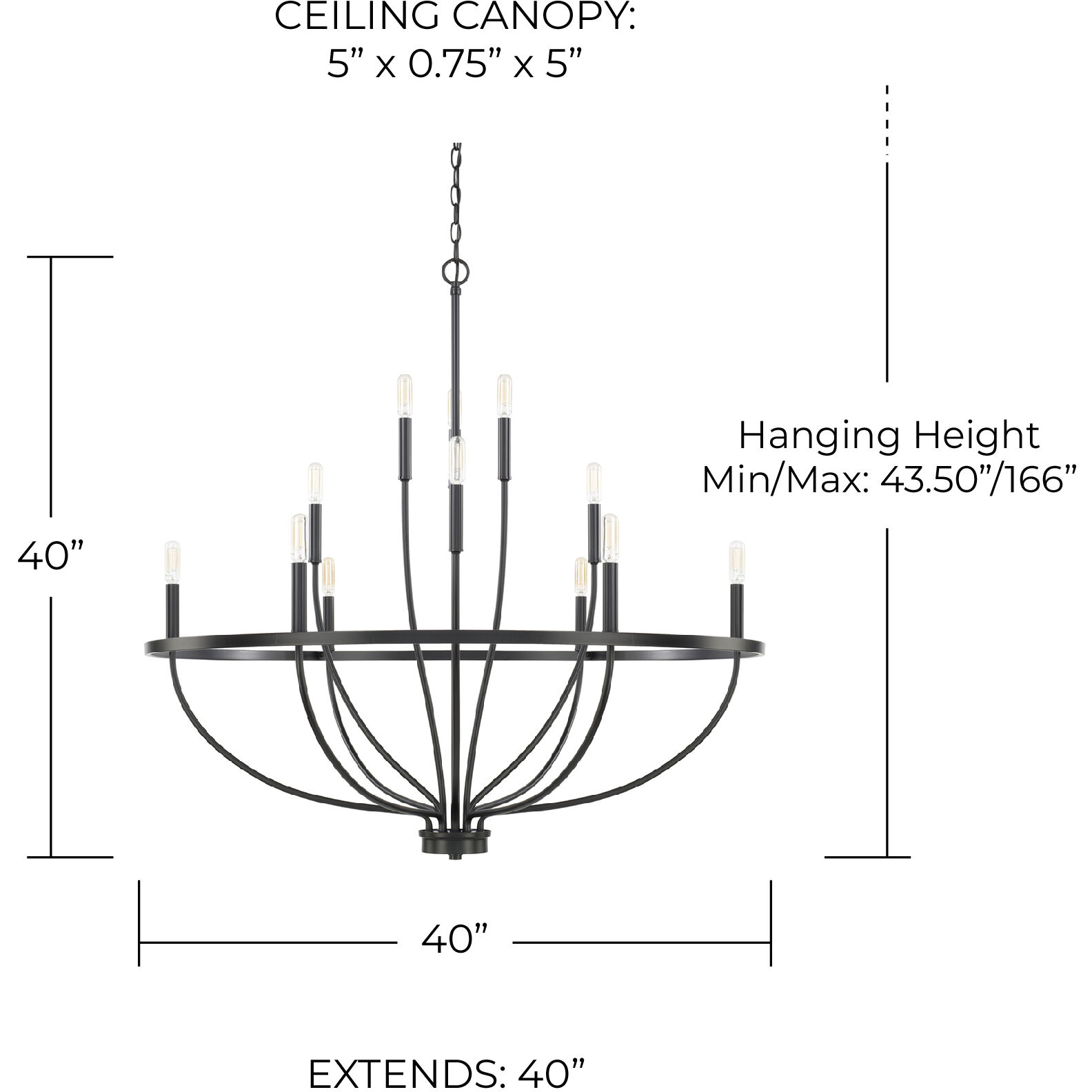 Greyson 12 Light 40 inch Matte Black Chandelier Ceiling Light