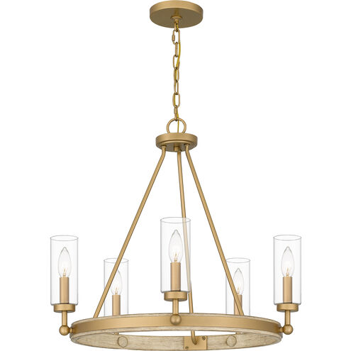 Kelleher 5 Light 24 inch Nouveau Painted Weathered Brass Chandelier Ceiling Light