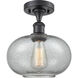 Ballston Gorham LED 9.5 inch Matte Black Semi-Flush Mount Ceiling Light in Charcoal Glass, Ballston