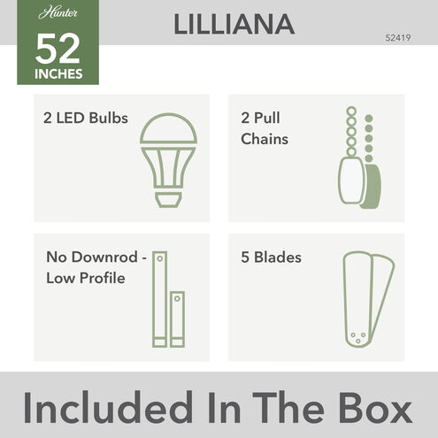 Lilliana 52 inch Brushed Nickel with Matte Nickel Blades Ceiling Fan