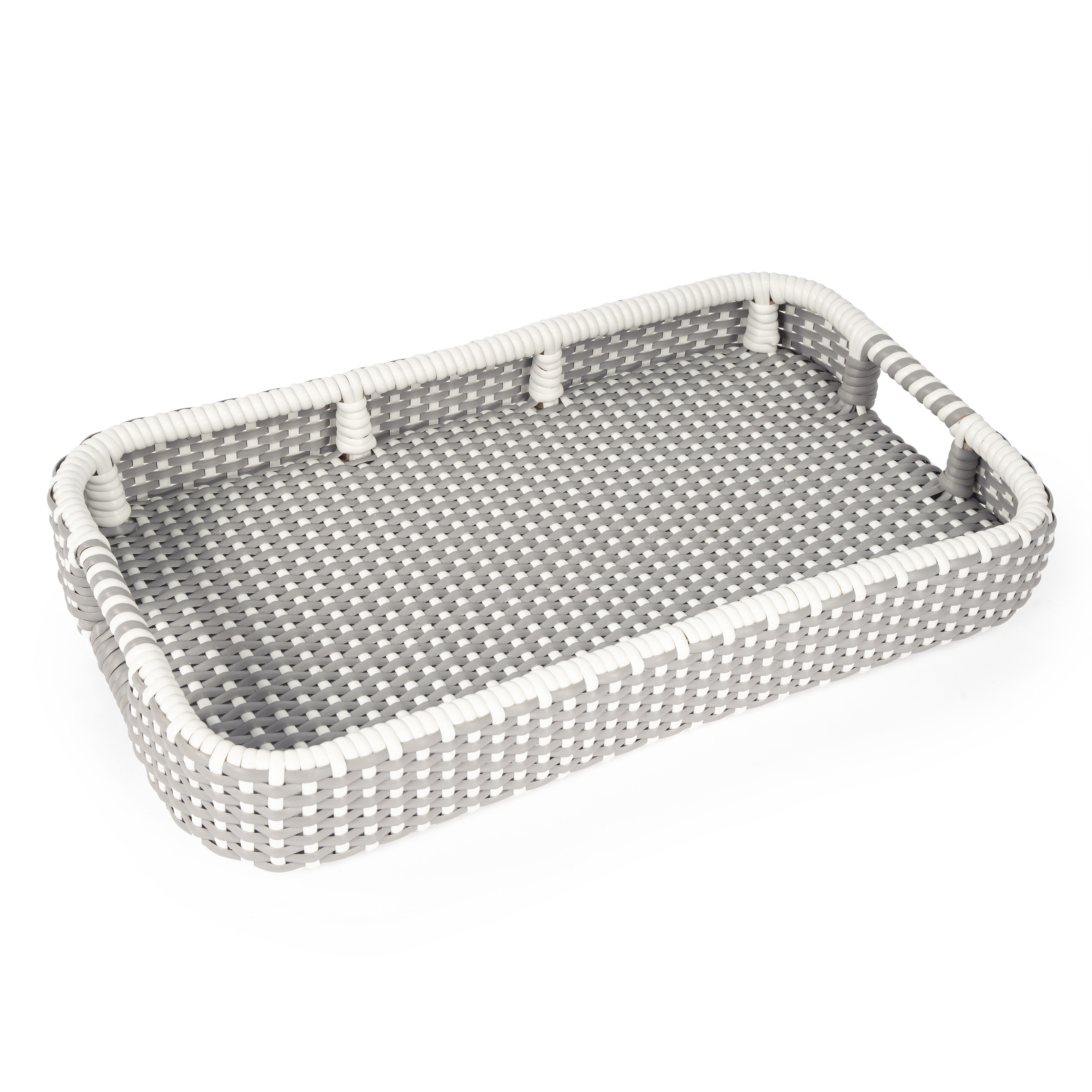 Selena Grey & Rattan Bar Cart in Gray and White,Natural