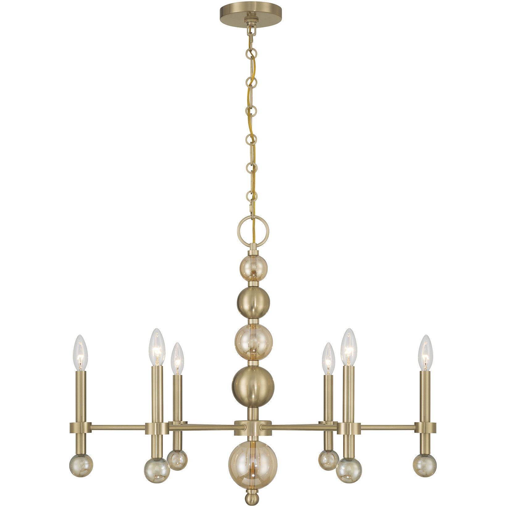 Crescent 6 Light 30 inch Noble Brass Chandelier Ceiling Light