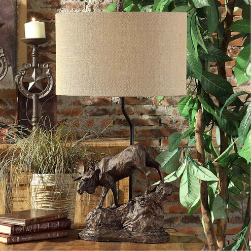 Moose Trail 30 inch 100 watt Antique Bronze Table Lamp Portable Light