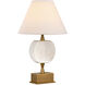 Meandro 17 inch 3 watt White and Antique Brass Table Lamp Portable Light