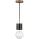 Rocco 1 Light 3.63 inch Black Marble/Vintage Brass Mini Pendant Ceiling Light in Vintage Brass / Black Marble