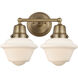 Aditi Oxford 2 Light 15.5 inch Brushed Brass Bath Vanity Light Wall Light in Matte White Glass