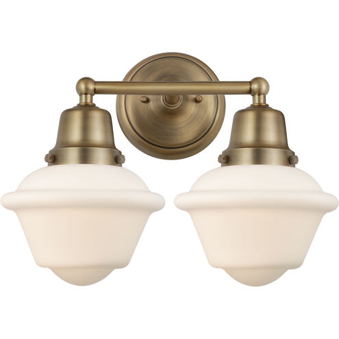 Aditi Oxford 2 Light 15.5 inch Brushed Brass Bath Vanity Light Wall Light in Matte White Glass