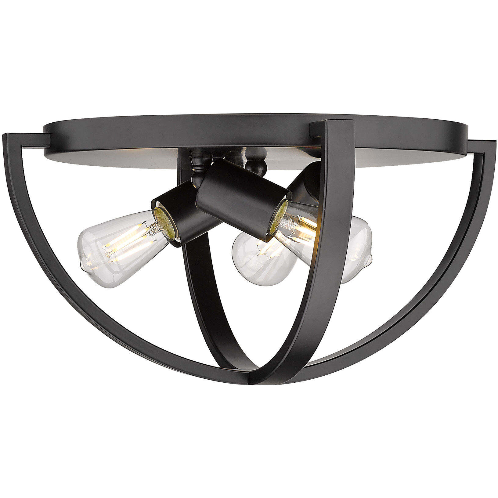 Colson 3 Light 14.25 inch Matte Black Flush Mount Ceiling Light in No Shade, Damp