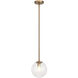 Novo 1 Light 7.88 inch Aged Gold Brass Chandelier Ceiling Light in Aged Gold Brass and Clear