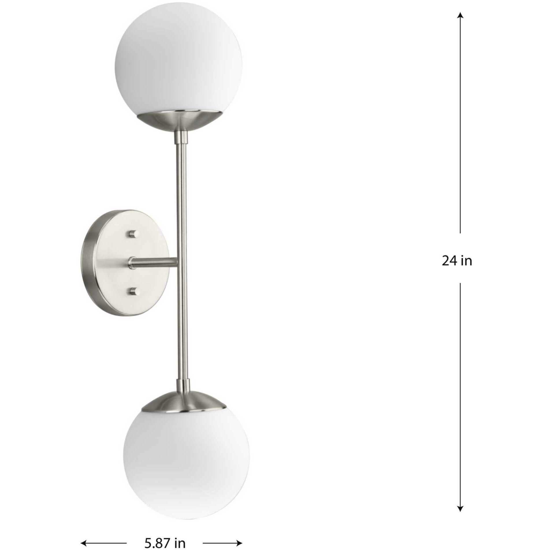 Haas 2 Light 5.87 inch Brushed Nickel Wall Bracket Wall Light, Design Series